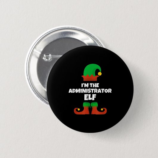 Ich bin die Administrator Elf Familie Pajama Weihn Button (Vorne & Hinten)