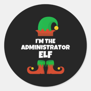 Ich bin die Administrator-Elfen-Familien-Pyjama-We Runder Aufkleber