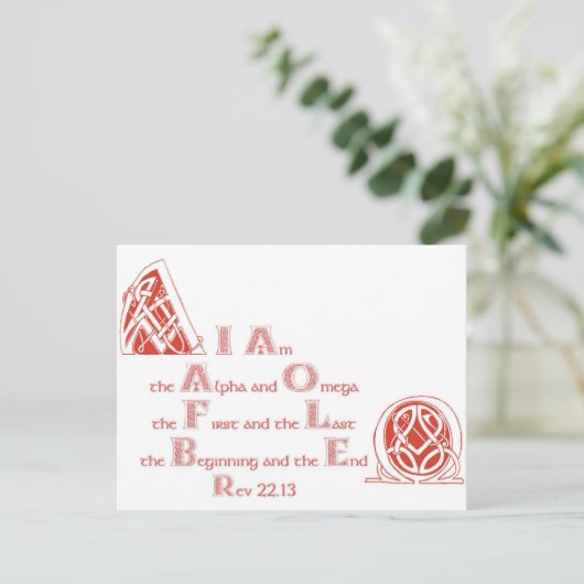 Ich bin die Alpha und Omega Postkarte (Stehend Vorderseite)