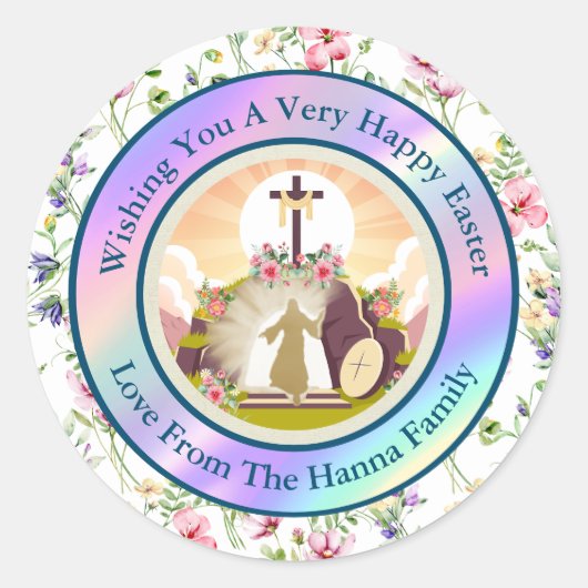 Ich bin die Auferstehung und das Leben Runder Aufkleber (Vorderseite)