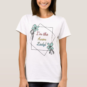 Ich bin die Avon-Dame, die mit hinterem Druck mit T-Shirt