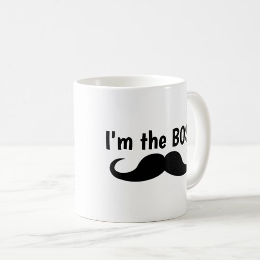 ICH BIN DIE BOSS, MUSTACHE KAFFEE-TASSE KAFFEETASSE (VorderseiteRechts)