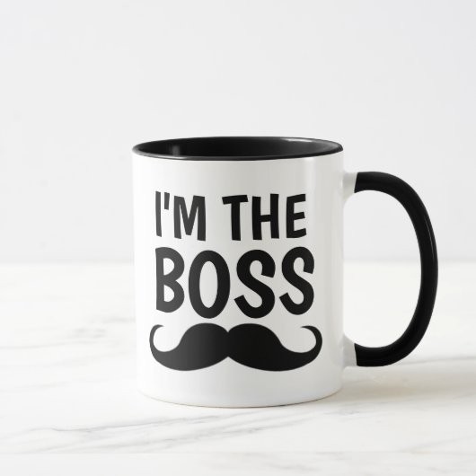 ICH BIN DIE BOSS, MUSTACHE KAFFEE-TASSE TASSE (Rechts)