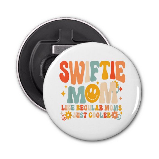 Ich bin die Coole Mama. Ich bin Retro Groovy. Flaschenöffner (Vorderseite)