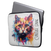 "Ich bin die Coolste" Wasserfarbenkatze - Laptop-S Laptopschutzhülle (Vorderseite Links)