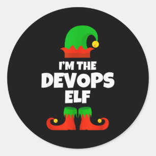 Ich bin die Devops-Elfen-Familien-Pyjama-Weihnacht Runder Aufkleber