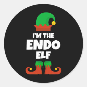 Ich bin die Endo Elf Familie Pajama Weihnachtsfest Runder Aufkleber
