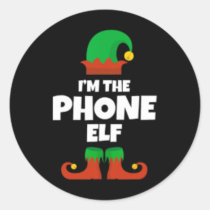 Ich bin die Familie Phones Elf Pajama Weihnachtslu Runder Aufkleber