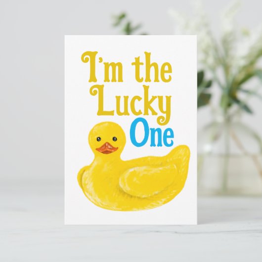 Ich bin die Glückliche Dankeschön-Karte Dankeskarte (Stehend Vorderseite)