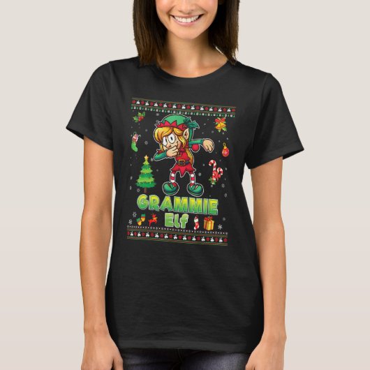 Ich bin die Grammie Elf Matching Family Merry Chri T-Shirt (Vorderseite)