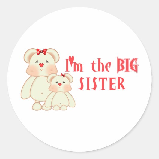 Ich bin die große Schwester (Bären) Runder Aufkleber (Vorderseite)