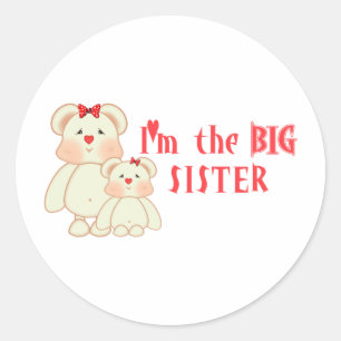 Ich bin die große Schwester (Bären) Runder Aufkleber
