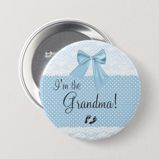 Ich bin die Großmutter-Blau-Spitze Button (Vorne & Hinten)