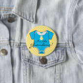 Ich bin die Großmutter-gelbe und blaue Babyparty Button (Beispiel)