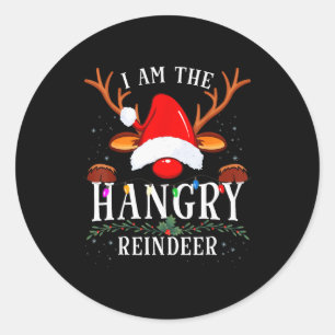Ich bin die hungrige Rentiere Weihnachtsfamilie Runder Aufkleber
