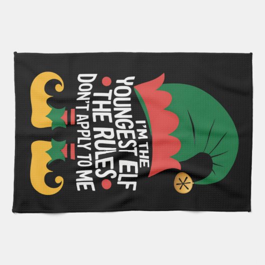 Ich bin die jüngste Elf-Matching-Familie Weihnacht Geschirrtuch (Horizontal)