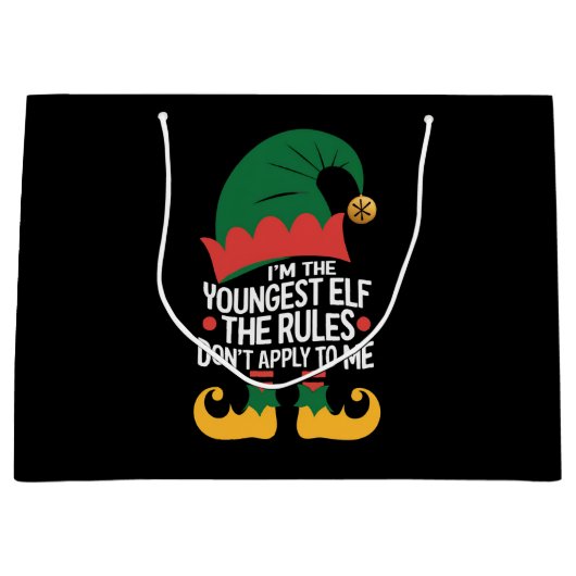Ich bin die jüngste Elf-Matching-Familie Weihnacht Große Geschenktüte (Vorderseite)
