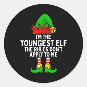 Ich bin die jüngste Elf-Matching-Familie Weihnacht Runder Aufkleber