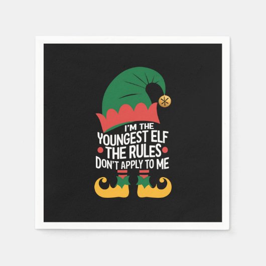 Ich bin die jüngste Elf-Matching-Familie Weihnacht Serviette (Vorderseite)