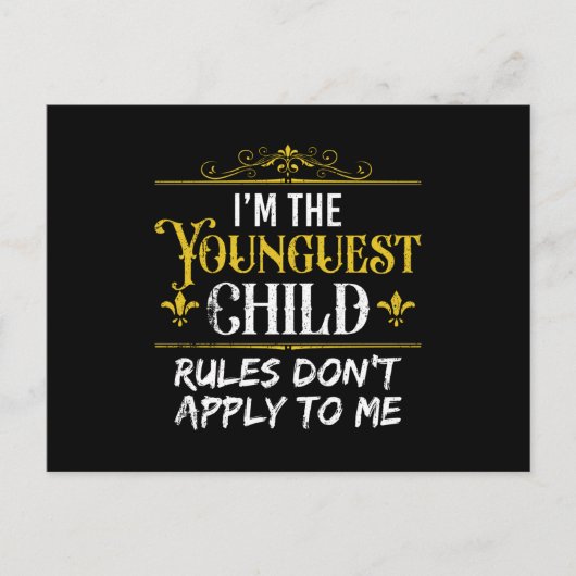 Ich bin die jüngste Kinderordnung Postkarte (Vorderseite)