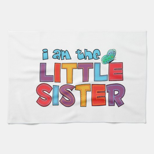 Ich bin die kleine Schwester Butterfly Geschirrtuch (Horizontal)