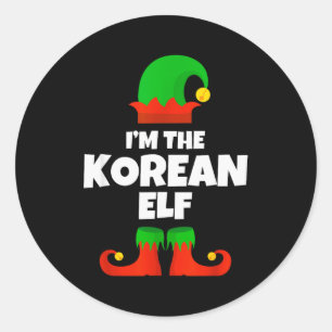 Ich bin die koreanische Elf-Familie-Pyjama-Weihnac Runder Aufkleber