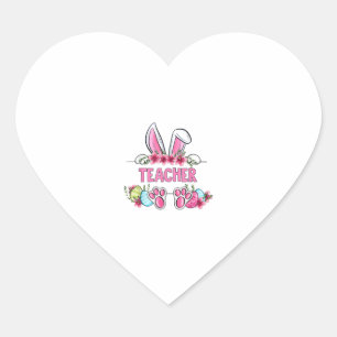 Ich bin die Lehrerin Bunny Ostertag Rabbit Herz-Aufkleber