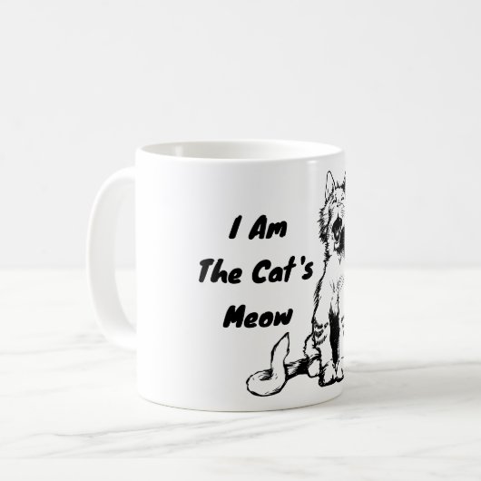 Ich bin die Meow Funny Cat der Katze Kaffeetasse (Vorderseite Links)