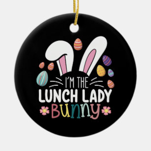 Ich bin die Mittagessen-Dame Bunny Ostern Matching Keramik Ornament
