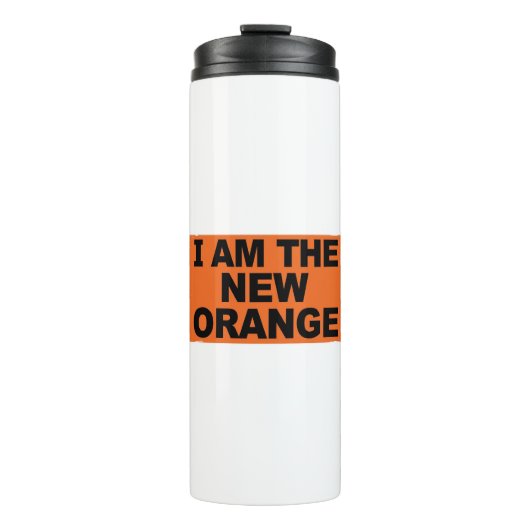 Ich bin die neue Orange Thermosbecher (Vorderseite)