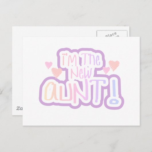 Ich bin die neue Tante - Pink-Schatten Postkarte (Vorne/Hinten)