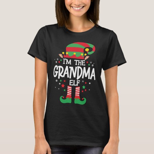 Ich bin die Oma-Elf-Weihnachtsbaumgruppe T-Shirt (Vorderseite)