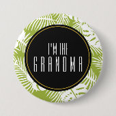 Ich bin die Oma Green Palm Blätter Tropical Patter Button (Vorderseite)