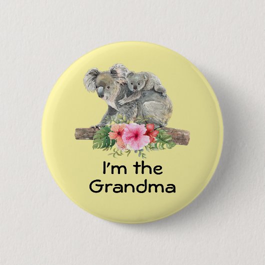 Ich bin die Oma Niedlich Koala Bears Watercolor Button (Vorderseite)