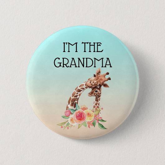 Ich bin die Oma Niedlich Mama & Baby Giraffen Button (Vorderseite)