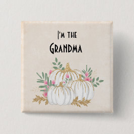 Ich bin die Oma White and Gold Pumpkins Wasserfarb Button