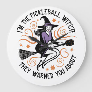 Ich bin die Pickleball-Hexe, von der sie dich gewa Große Wanduhr