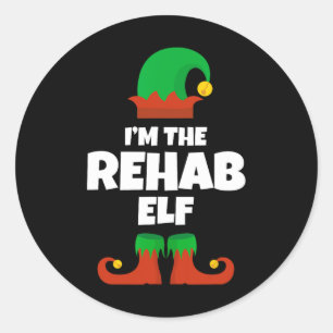Ich bin die Rehab Elf Familie Pajama Weihnachts-Fu Runder Aufkleber