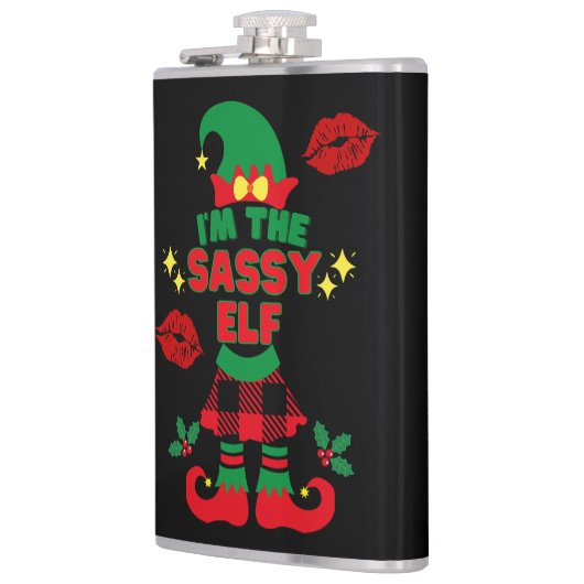 Ich bin die Sassy Elf Funny Weihnachten Flachmann (Links)