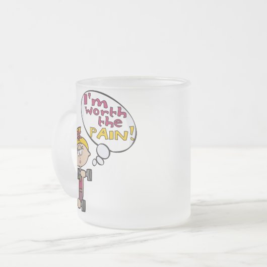 Ich bin die schmerzhafte Fitness wert Mattglastasse (Vorderseite Links)