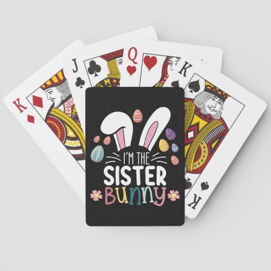 Ich bin die Schwester Bunny Osterfamilie, die pass Spielkarten (Rückseite)