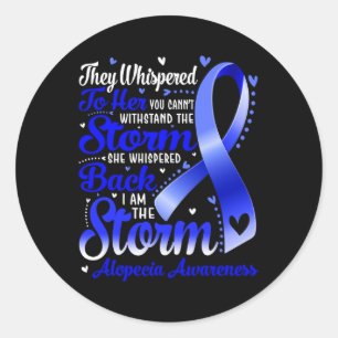 Ich bin die Storm Alopecia Awareness Blue Ribbon Runder Aufkleber