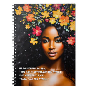 Ich bin die Storm Black Woman Wassercolor Floral A Notizblock