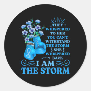 Ich bin die Storm Boxing Kriegerin Blue Ribbon Wom Runder Aufkleber