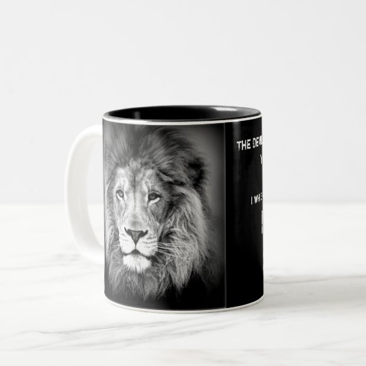 Ich bin die Storm Lion Tasse Schwarz und Weiß (Vorderseite Links)
