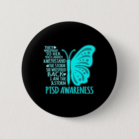 Ich bin die Storm Ptsd Stress Awareness Ribbon Gra Button (Vorderseite)