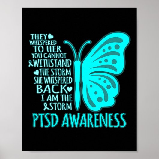 Ich bin die Storm Ptsd Stress Awareness Ribbon Gra Poster (Vorne)