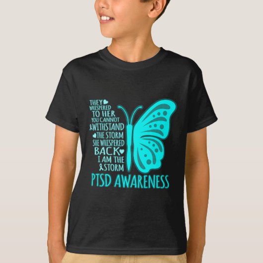 Ich bin die Storm Ptsd Stress Awareness Ribbon Gra T-Shirt (Vorderseite)
