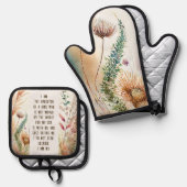 Ich bin die Tochter eines Christlichen Glaubenssat Ofenhandschuh & Topflappen-Set (Vorderseite/Rückseite)