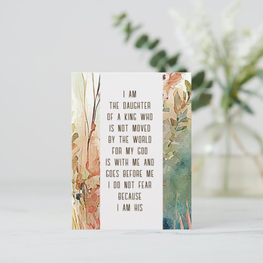 Ich bin die Tochter eines Christlichen Glaubenssat Postkarte (Stehend Vorderseite)